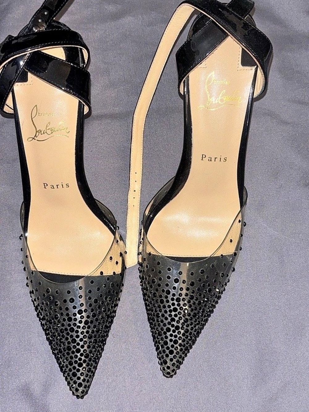 Christian Louboutin Spikaqueen Crystal Embellished Pumps Black & Red